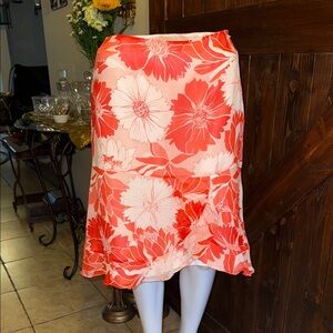 Petite Sophisticate Pink and White A-Line SILK Skirt Casual